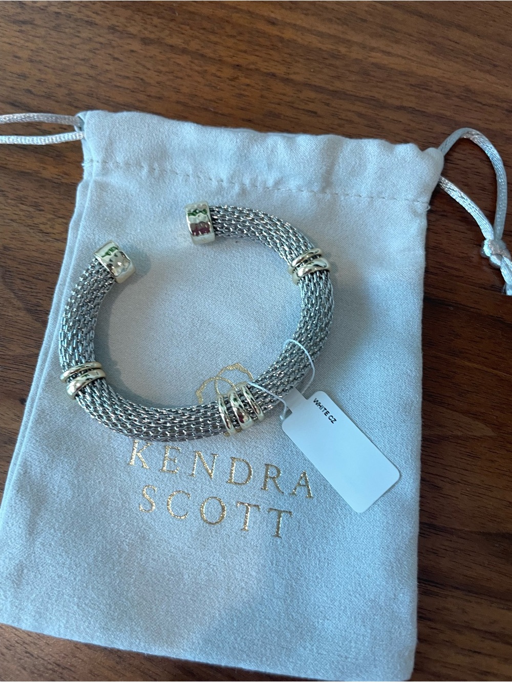 Kendra Scott Silver Mesh Cuff Bracelet - Two-Tone Accents NWT